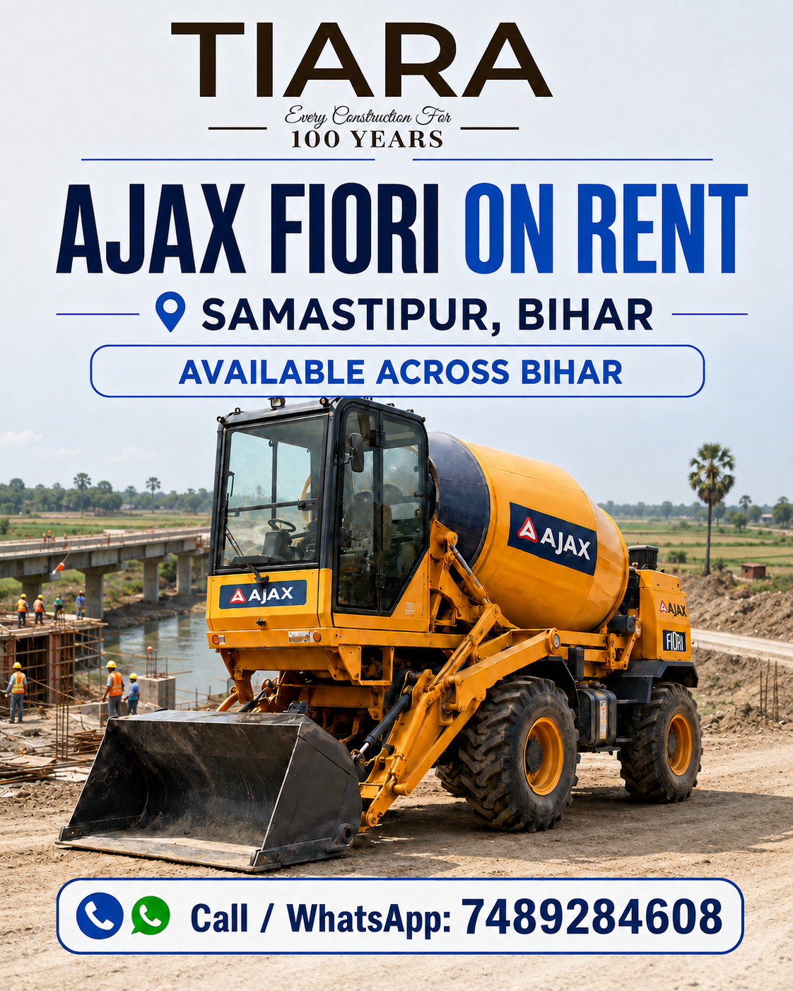 Ajax Fiori and Self-Loading Concrete Mixer Available on Rent in Samastipur, Bihar